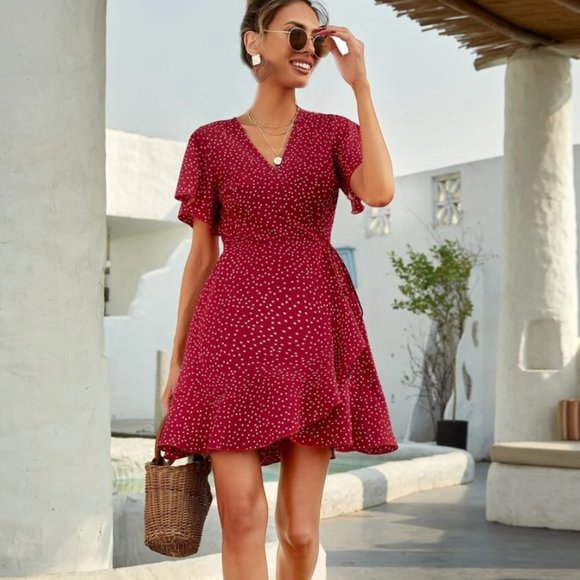 Shein | RED POLKA DOT A-LINE DRESS - Picture 2 of 2